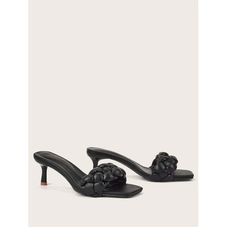 

Women s Braided Design Sandal Heeled Mules Sandals Black EUR37(6.5)