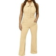 thumbnail image 1 of Women's Solid Backless Zipper Long Jumpsuit - Strapless, Street Wear Style, 1 of 7