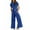Blue, variant on Womens 2 Piece Smocked Top Wide-Leg Pants Set High-Waisted Lounge Outfit Boho Style Set (Blue XL)