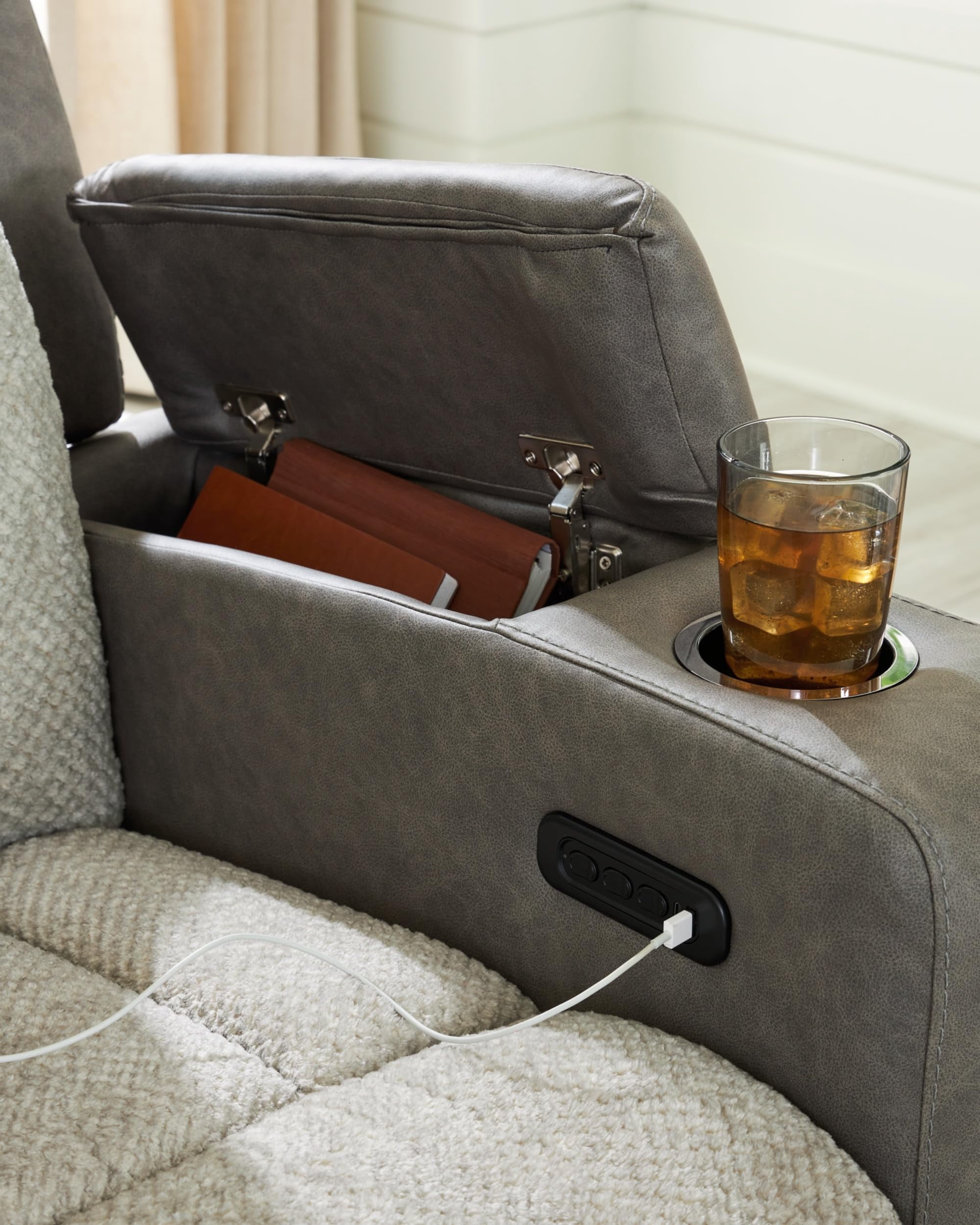 Signature Design by Ashley Point Clear Gray Power Reclining Loveseat