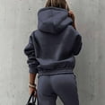 thumbnail image 5 of VIWORLD Casual Hoodie and Jogger Set - Women's Winter Solid Color Sweatsuit for Cold Weather Comfort Dark Gray，L, 5 of 6