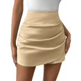 thumbnail image 2 of Kureaily Women's Ruched Wrap Asymmetrical Hem Skort High Waist Casual Shorts, 2 of 4