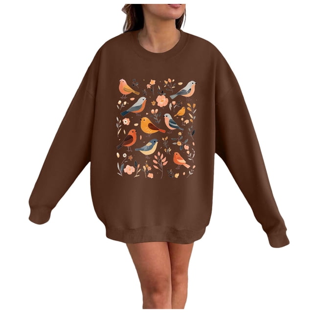 TINZ Mignon Oiseau Chandail en Molleton Col Rond pour Femmes Veste Athlétique Douce avec Capuche Chandails en Molleton Juniors pour Femmes