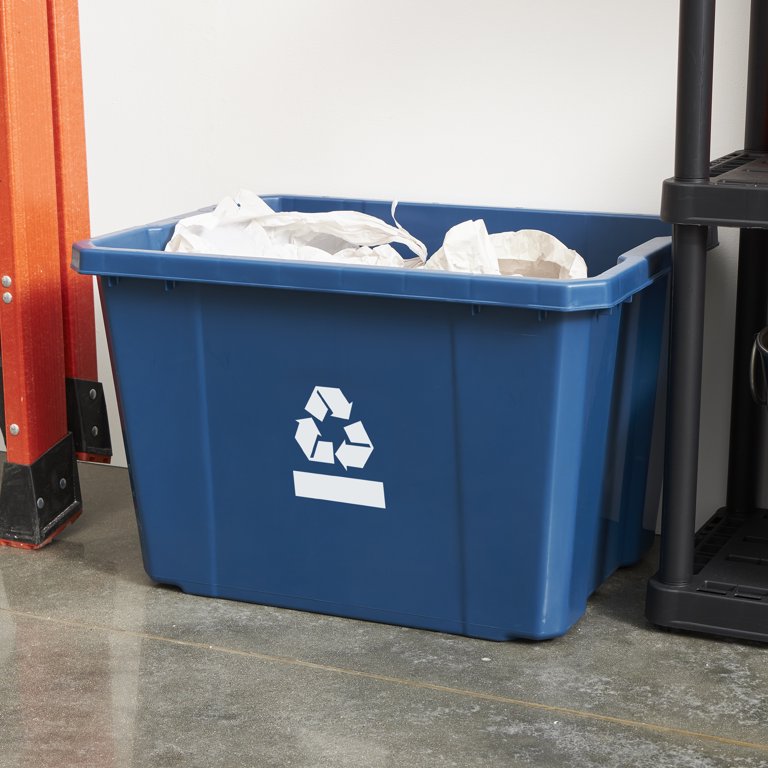 Gracious Living Medium Plastic Curbside 17g Home Recycling Bin, Blue (18  Pack) 