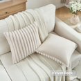 thumbnail image 5 of Set of 2 Cream White Single-Sided Faux Fur Decorative Throw Pillow Covers Fluffy Striped Pillowcase Cushion Covers 14 x 14 Inch Living Room Sofa Couch Bedroom Decor, 5 of 7
