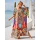 thumbnail image 2 of TEELYNN - Vestido playero de manga corta con estampado de rayón para mujer, caftán informal de verano, estilo bohemio, para playa, bikini de gran tamaño, 2023, 2 of 4