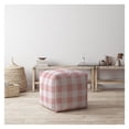 thumbnail image 2 of HomeRoots 518221 17 x 17 x 17 in. Pink & White Cotton Gingham Pouf Ottoman, 2 of 5
