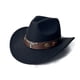 thumbnail image 1 of Sombrero de vaquero de fieltro negro con correa de piel de toro, unisex, 1 of 2