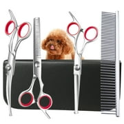 EIMELI 4pcs Premium Dog Grooming Scissors Set - Professional Stainless Steel Scissors for Precise Trimming Shaping and Clipping - Safe Round Tip Ideal for All Breeds Coat Types and P