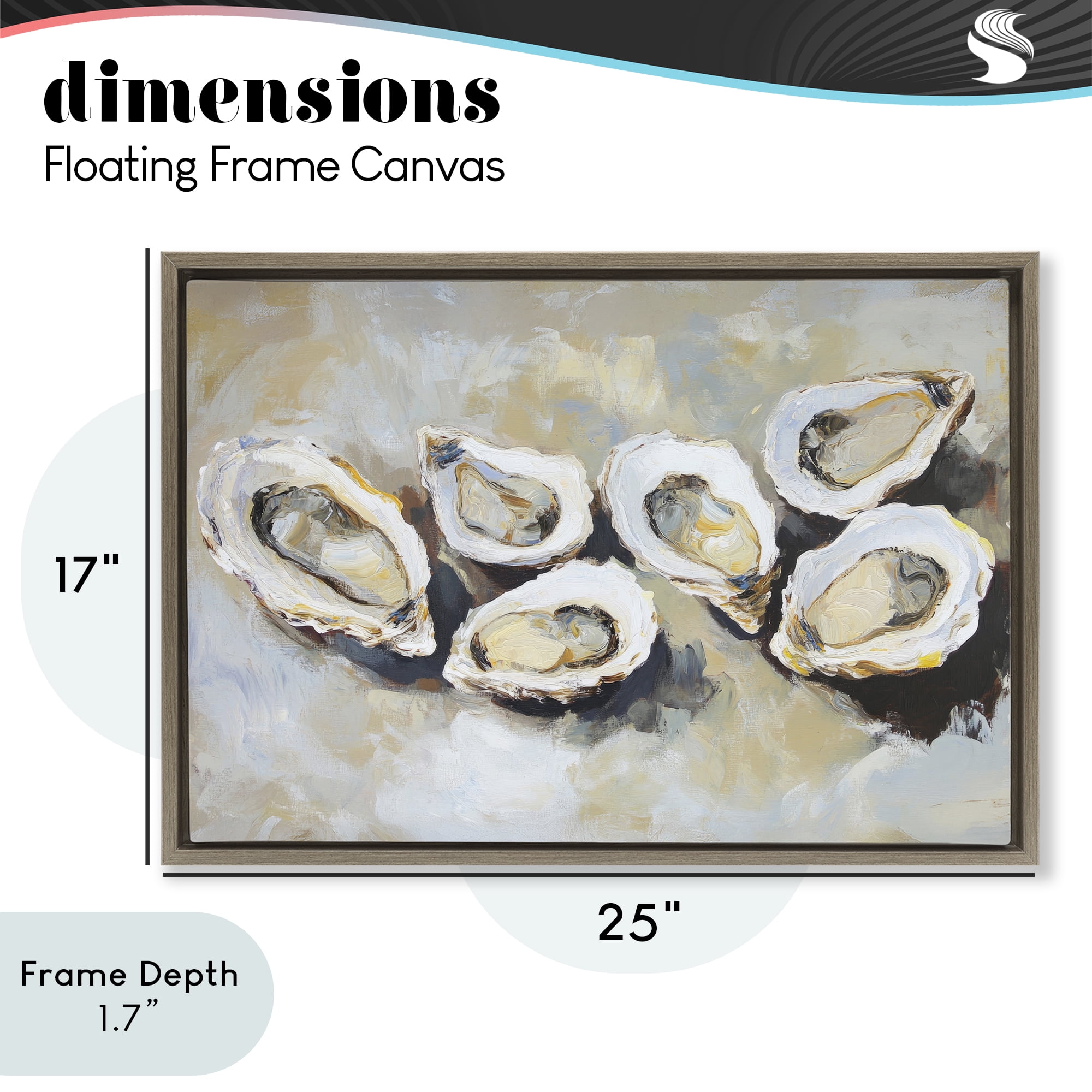 Stupell Industries Line of Oysters in Neutrals Brown Framed Floater Canvas Wall Art, design by Sisi and Seb