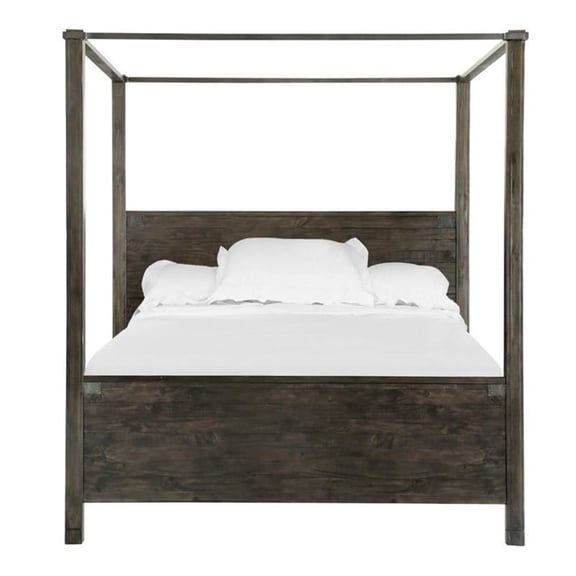 Bowery Hill Farmhouse Queen Poster Bed in Weathered Charcoal