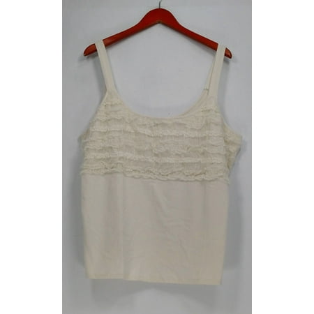 Kathleen Kirkwood Plus Size Top 3X Stretch Gathered Lace Solid Ivory A234232