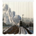 thumbnail image 3 of Ambesonne Steam Engine Shower Curtain, Train Snowy Scene, 69"Wx75"L, Pale Grey, 3 of 5