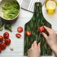thumbnail image 3 of Camo Cutting Board, Grunge Graphic Camouflage Summer Theme Armed Forces Uniform Inspired Dark, Tempered Glass Cutting and Serving Board, Wine Bottle Shape, Green Pale Green Brown, by Ambesonne, 3 of 5