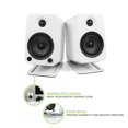 thumbnail image 2 of Soportes de altavoz de escritorio Kanto S4 inclinados para estantería, color blanco, 2 of 8