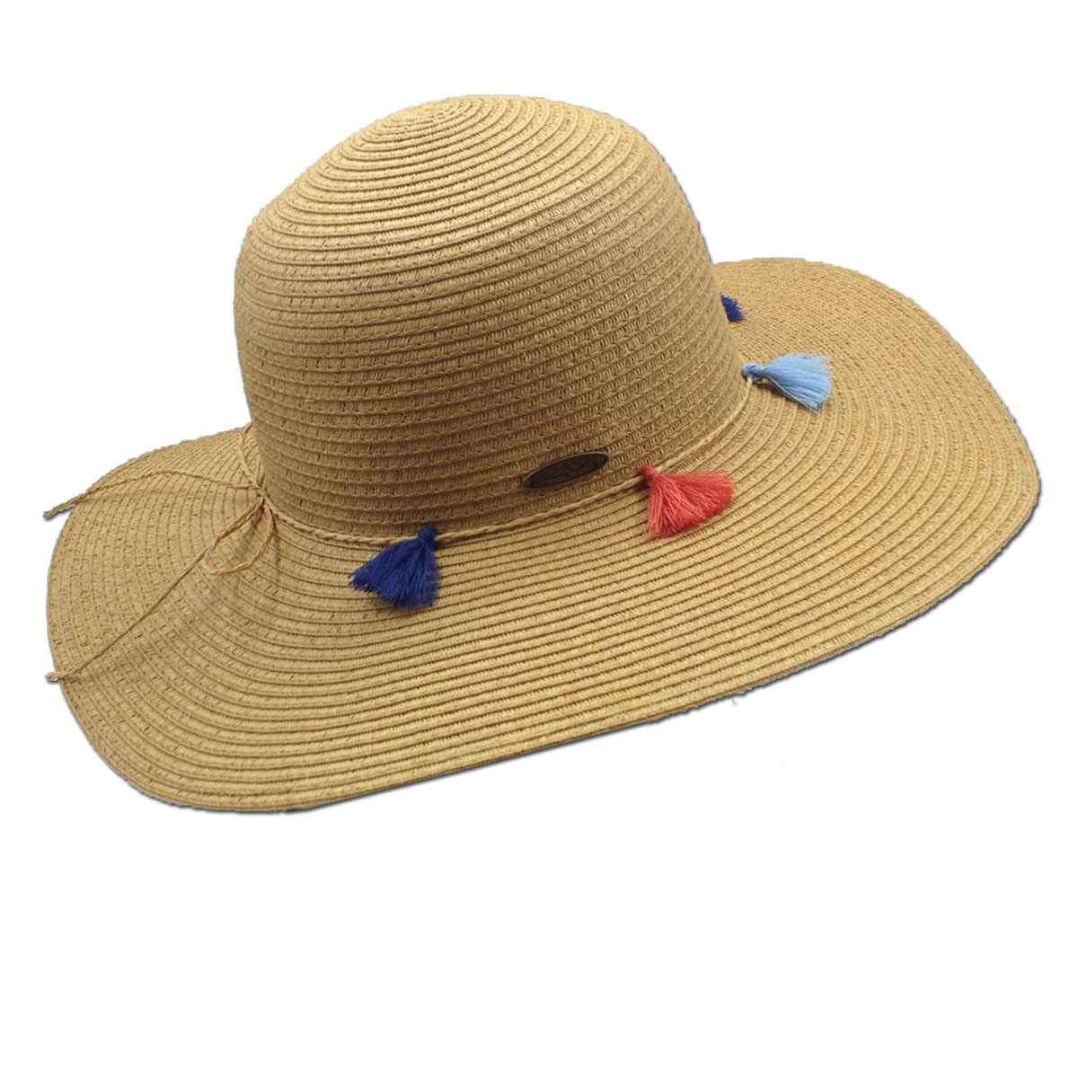 Straw Packable Sun Hat with Tassels 