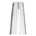 thumbnail image 5 of TrendOFT Womens Parachute Pants Wide Leg Baggy Sweatpants Y2K Elastic Waist Jogger Sweat Pants Side Striped Track Pants Streetwear White XL, 5 of 5