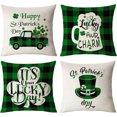 thumbnail image 1 of Housses de Coussin de la Saint-Patrick 16x16, Ensemble de 4, Housses de Coussin de la Saint-Patrick, Trèfle Vert, Camion Porte-Bonheur, Housses de Coussin, Taies d'Oreiller pour Décorations Extérieures à la Maison (16 Pouces), 1 of 5