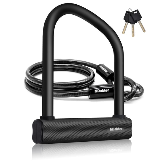 Candado en U antirrobo para bicicleta NDakter, resistente, con cable de 6 pies
