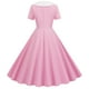 thumbnail image 4 of Vestido retro de manga corta con cuello en V y doble botonadura para mujer - Verano, 4 of 4