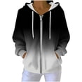 thumbnail image 3 of Women's Casual Long Sleeve Striped Zipper Hoodie Coat Tops Sweatshirts S Crewneck Loose Fit Solid Color Soft for Streetwear Loungewear Travel Outfits Fashion Essential Gift for Ladies, 3 of 9
