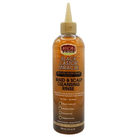African Pride Black Castor Miracle Braid and Scalp Cleansing Rinse 12 Oz. Pack of 3
