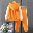 thumbnail image 2 of Nyeemya Toddler Baby Girls Sweatsuits 2 Piece Tracksuits Button-down Hoodie & Sweatpant Jogging Orange 7Y, 2 of 6