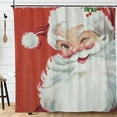 thumbnail image 2 of Vintage Christmas Jolly Santa Shower Curtain Bathroom Polyester Waterproof Curtain with Hooks Rustic Bathroom Curtain 72x72Inch, 2 of 7