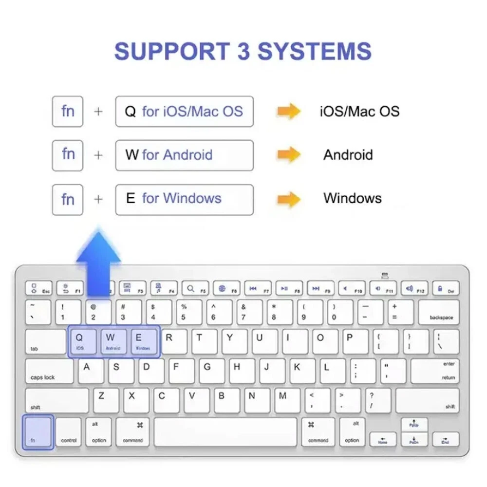 Wireless Bluetooth Keyboard 78 Key for Mac PC iPhone IOS Android Phone Tablet