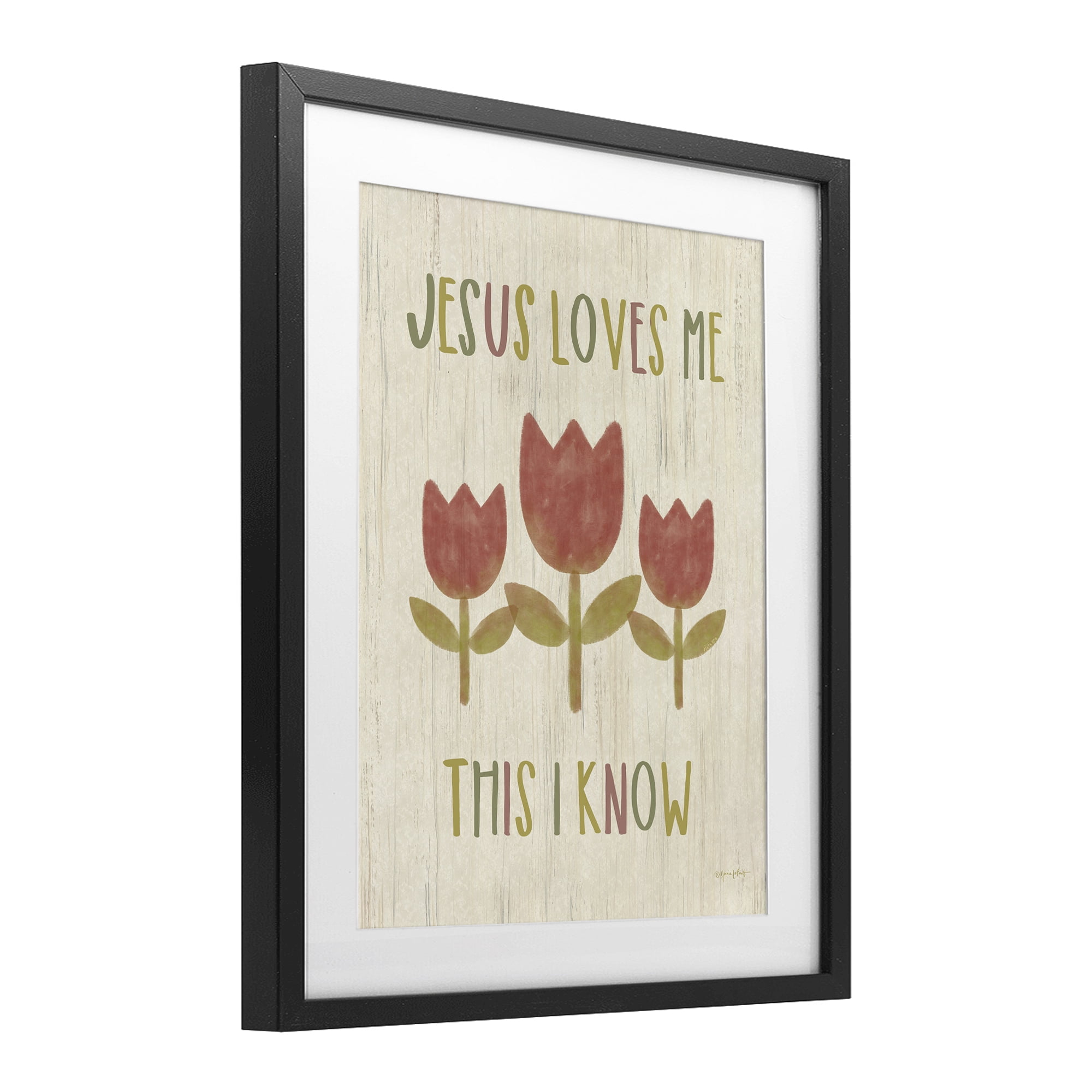 Stupell Industries Jesus Loves Me This I Know Black Framed Print Under Glass, design by Annie LaPoint