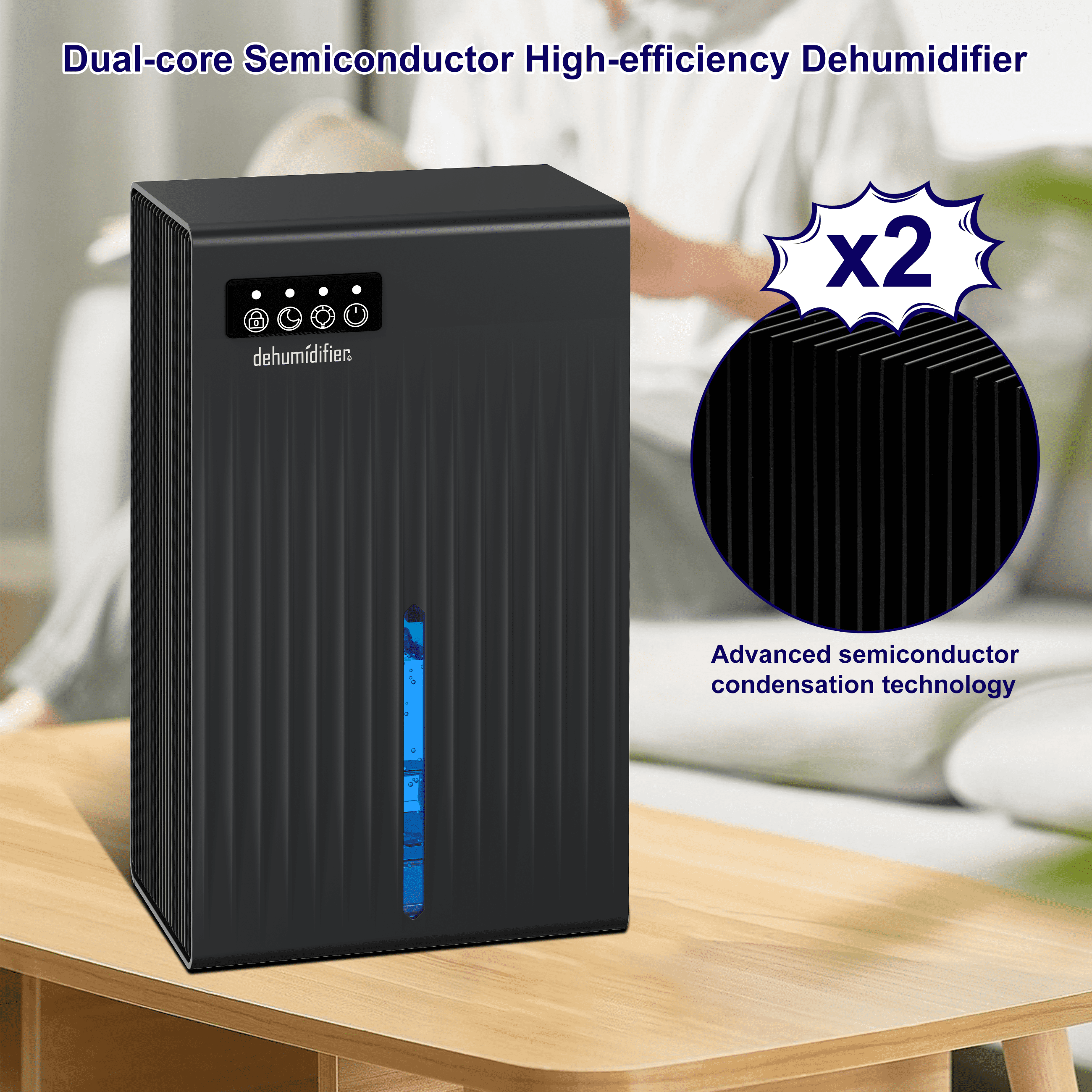 Cobectal 1000ml Ultra Quiet Dehumidifier with Auto Shut Off, Sleep Mode, 900 sq ft Coverage, 7-Color LED Light