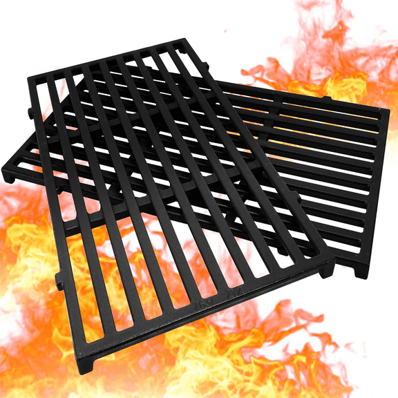 Teupoa 2PC 7637 Grill Grates for Weber Spirit 200 E210 E220 S210 S220, GS4 Spirit II E-210 (Front-Knob), Cooking Grates Replacement Parts for Weber 2 Burner Gas Grills, 17.5 x 10.2in Cast Iron