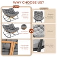 thumbnail image 3 of Pirecart Rocking Papasan Chair, Oversized Padded Lounge Rocker with Cushion, Large Indoor / Outdoor Rocking Recliner for Living Room/Porch/Garden, Dark Gray, 3 of 10