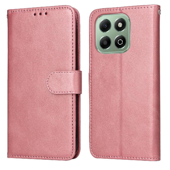 Wallet Phone Case for Honor X6C 4G with Card Holder and Stand Function Pink