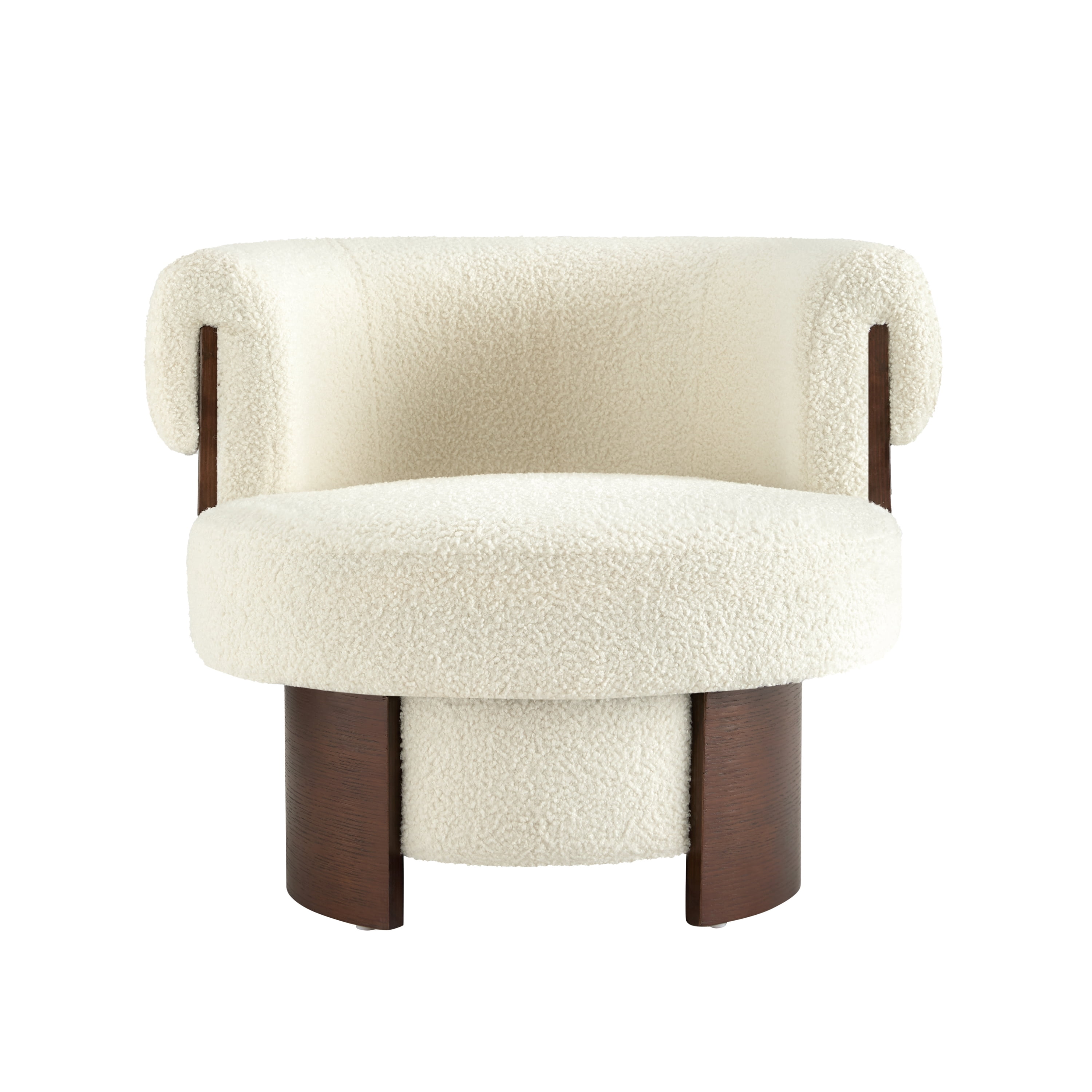 Euroco 360° Swivel Barrel Chair, Modern Curved Sculptural Swivel Accent Chair with Armrest and Soft Cushion,Oversized Upholstered Armchair Single Sofa for Living Room,Bedroom,Small Spaces,Beige