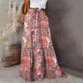 thumbnail image 2 of Lolmot Skirts for Women Floral Printing Long Skirts Casual Ruched Ruffles Elastic High Waist Pleated Swing A-Line Boho Beach Maxi Skirt, 2 of 3