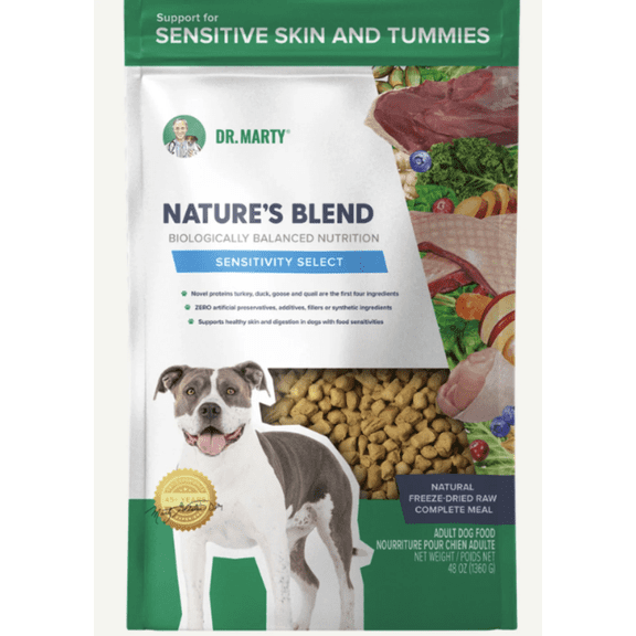 Dr. Marty Nature's Blend Sensitivity Select Small Bites Freeze-Dried Raw Dog Food, 48-oz