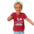 thumbnail image 2 of Zwiiyzr Toddler Baby Boys Girls Summer Clothes Trendy Easter Rabbit Ears Easter Eggs Print Round Neck Print Short Sleeve Top for 3-14 Years Red, 2 of 4