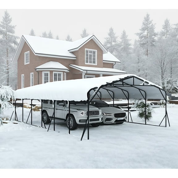 AirWire 20' x 30' Heavy Duty Metal Carport Canopy, Galvanized Steel Roof Car Port, 120MPH Wind & 50PSF Snow Load Rated, Reinforced Stable Triangle Frame Outdoor Garage Shelter for RV, Boat, Truck