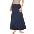 thumbnail image 2 of QIUOMBBP A Line Maxi Skirt for Women High Waist Flowy Soft Long Skirts Summer Casual Comfy Loungewear Navy S, 2 of 6