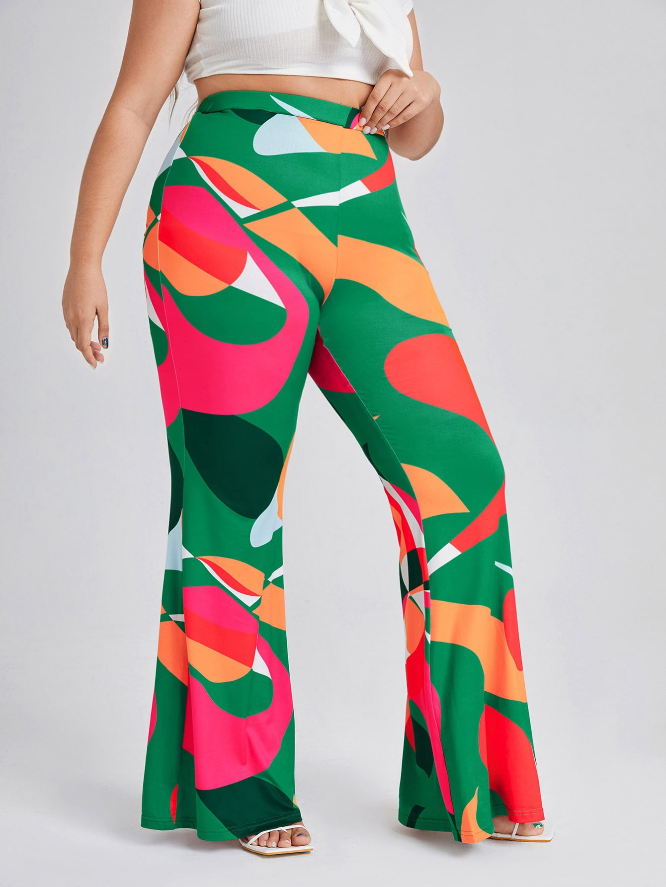 Women's Plus Graphic Print Flare Leg 