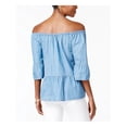 thumbnail image 2 of VINTAGE AMERICA BLUES Womens Blue Bell Sleeve Off Shoulder Top  Size: L, 2 of 3