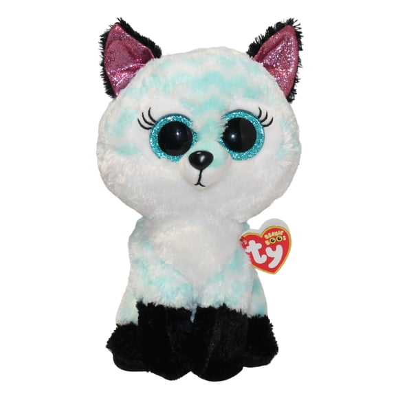Ty Beanie Boos - Atlas the Blue & White Fox  – Medium (9")  – Glitter Eyes  - Stuffed Animal
