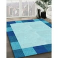thumbnail image 3 of Ahgly Company Machine Washable Indoor Round Transitional Blue Area Rugs, 6' Round, 3 of 7