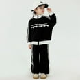 thumbnail image 6 of XAOWF Child Kids Girls Casual 2 Piece Set Fashion Lace Bow Striped Printed Long Sleeve Baseball Sweatshirt And Pants Tracksuit Outfit Child Kids Trendy Outfits 3-4 Years, 6 of 7
