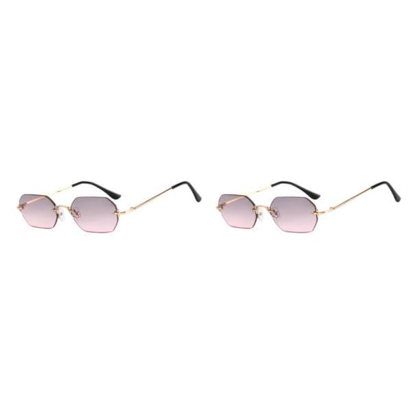 Qarigey Lentes de alta definición para un campo de visión claro: anteojos de sol rectangulares con materiales resistentes, dorado, gris y oro gris rosa 2Conjunto