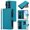 Turquoise, variant on For Samsung Galaxy A16 5G / 4G Wallet Phone Case-PU Leather Magnetic Flip Cover with 9 Credit Card Slots,Zipper Pocket & Detachable Wrist Strap,Shockproof,Dark Blue,For Galaxy A16 5G / 4G