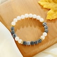thumbnail image 3 of EOEMY 8mm Natural Stone White Opal Women Men Weathered Agate Healing Bracelets Bangle, 3 of 9