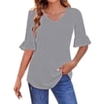 thumbnail image 4 of ZHENHONG Long Sleeve T Shirt Women 3/4 Length Sleeves Womens Tops Blouses For Women Casual Tops Trendy Shirts Spring Clothes 2025,Gray Women Blending Shirts XL, 4 of 4
