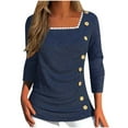 thumbnail image 1 of AherBiu Womens Blouses Long Sleeve Square Neck Loose Casual Tops Fall Button Ruched Comfy Tunics Shirts, 1 of 5